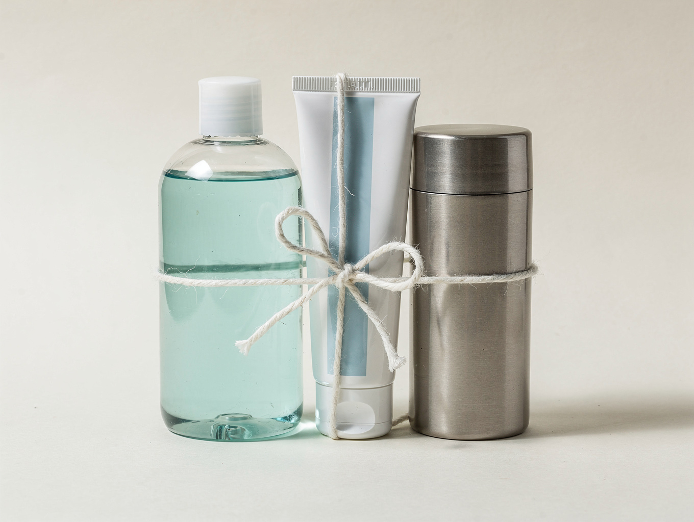 Assorted toiletry bottles in a bundle